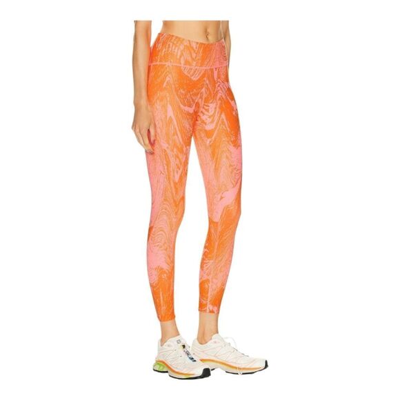 Adidas By Stella McCartney Cropped Printed Leggings Bright Orange Size L NEW - Picture 5 of 14